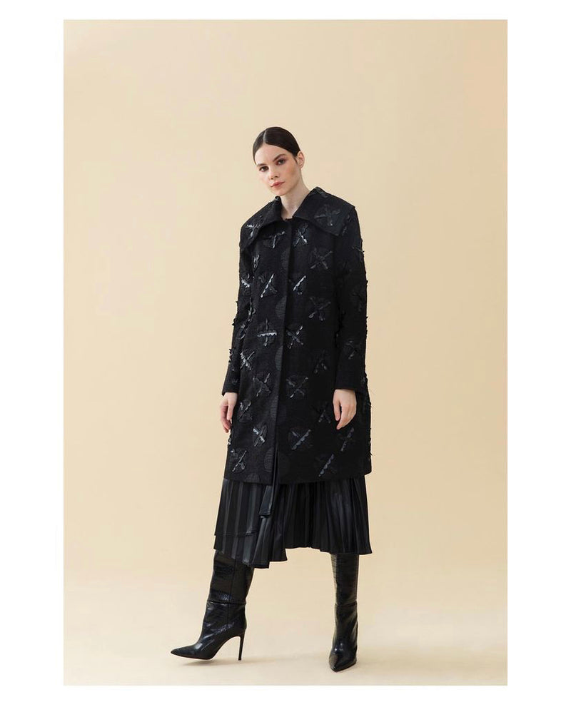 Hiraeth Leather Embroidered Coat